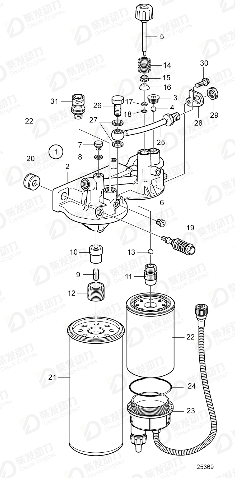 volvo penta Fuel filter housing 3848884 Drawing volvo penta Fuel filter housing 3848884 Drawing